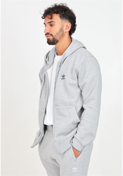 Felpa con zip TREFOIL ESSENTIALS grigia da uomo ADIDAS ORIGINALS | IY7354.